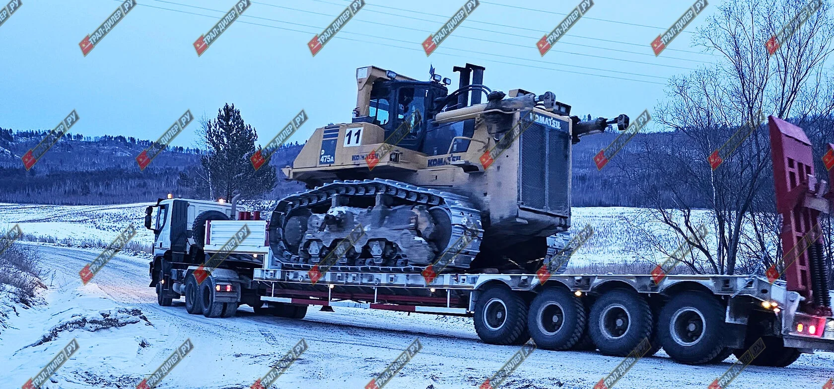 Высокорамный трал Amur (CIMC) LYR9708TDPдля перевозки бульдозера Komatsu 475А - миниатюра 1