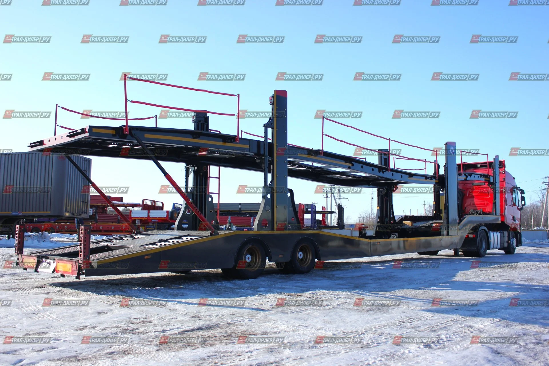 Автовоз винтовой Luxuda LZC9405BG на 8 машин - миниатюра 6