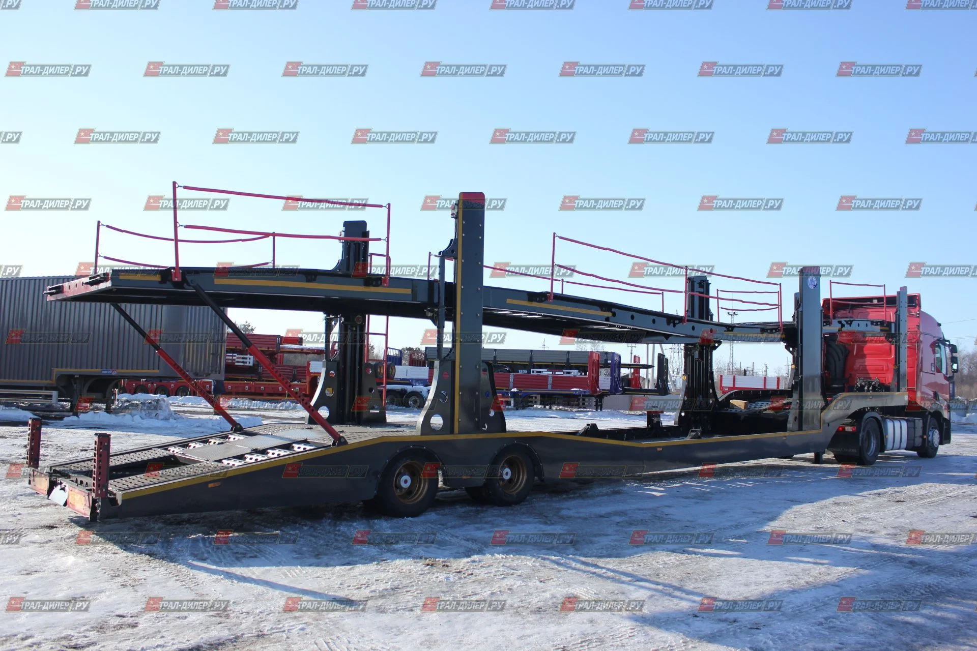 Автовоз винтовой Luxuda LZC9405BG на 8 машин - миниатюра 7