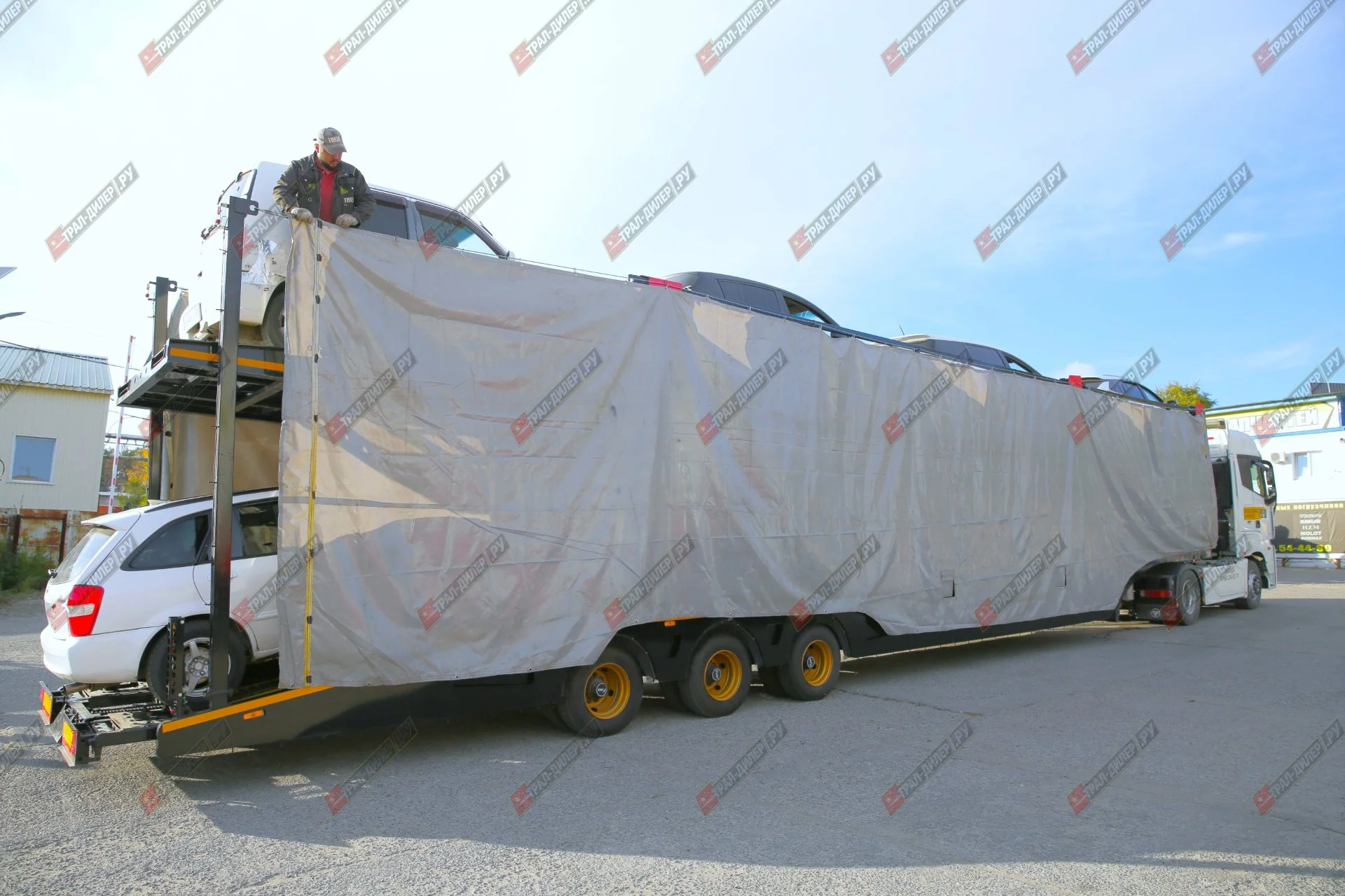Автовоз гидравлический с тентом Luxuda LZC9407BG - миниатюра 2