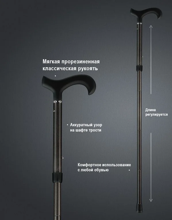 Телескопическая складная трость «Фрайбург» (Германия) — карбон, вес 250 г, складывается до 29 см - миниатюра 3