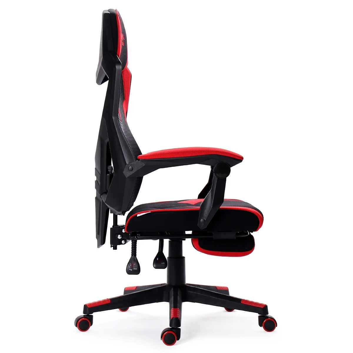 Игровое кресло из ткани черно-красное - миниатюра 3