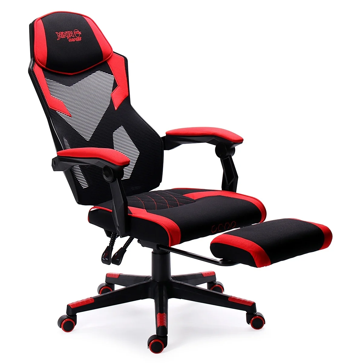 Игровое кресло из ткани черно-красное - миниатюра 5