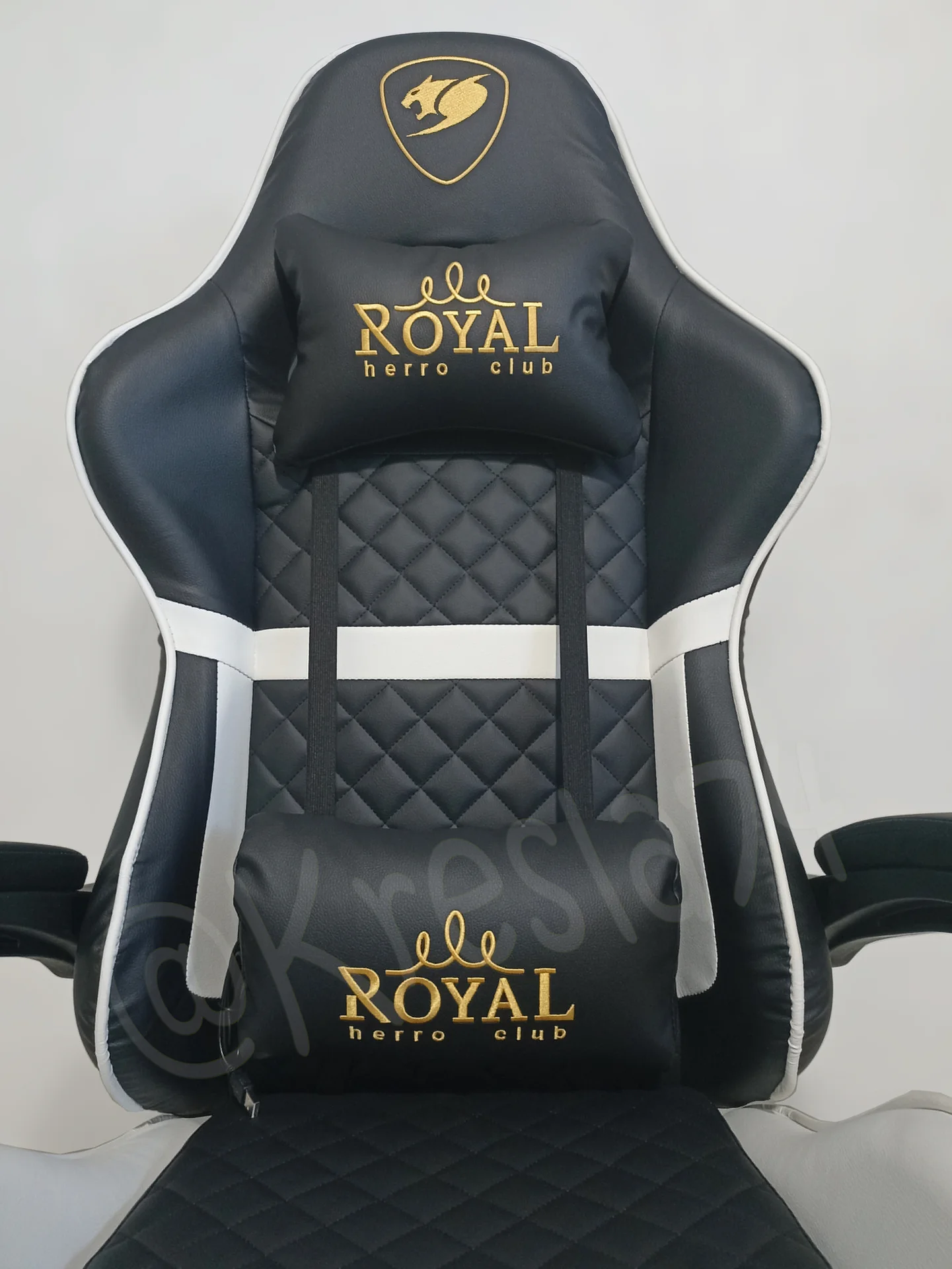 Геймерское кресло Royal черно-белое - миниатюра 6