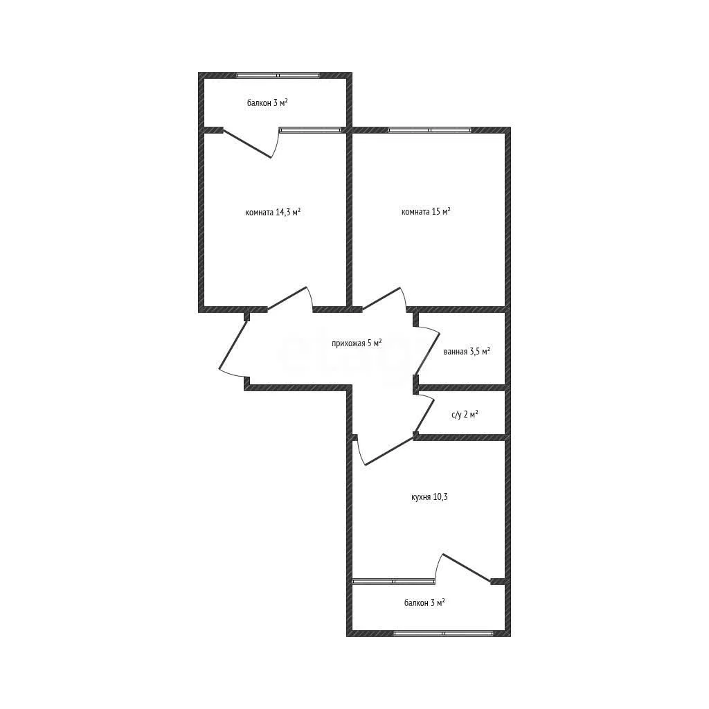 2-к квартира, 52.6м² (улица имени Дзержинского, 54/10) - миниатюра 14