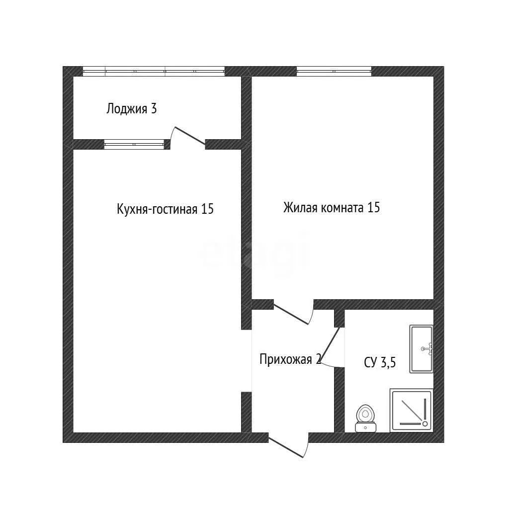1-к квартира, 35.5м² (улица Селезнёва, 4/4) - миниатюра 21