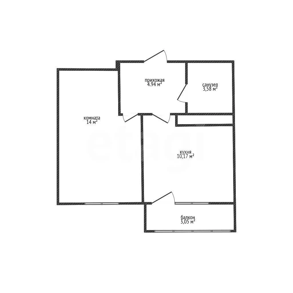 1-к квартира, 33м² (улица Западный Обход, 65к1) - миниатюра 13
