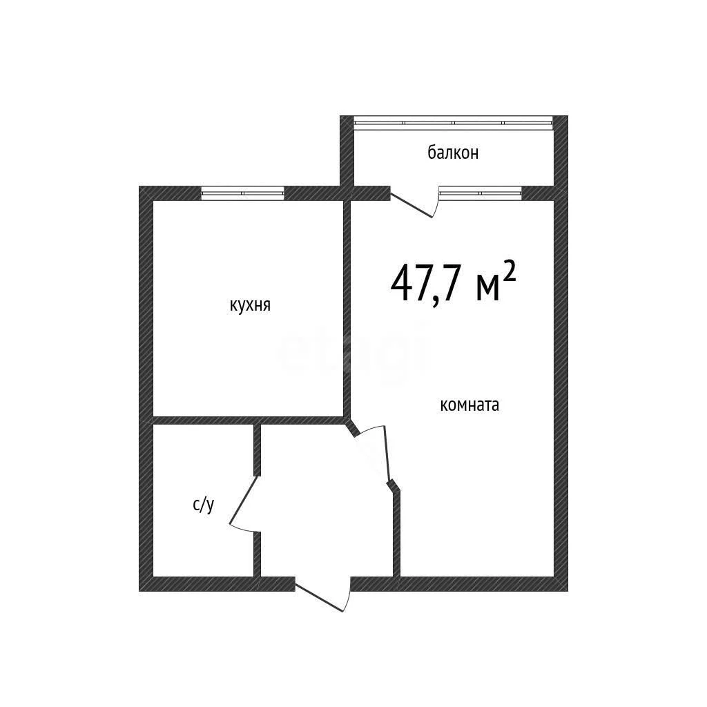 1-к квартира, 48м² (улица Памяти Чернобыльцев, 8) - миниатюра 9