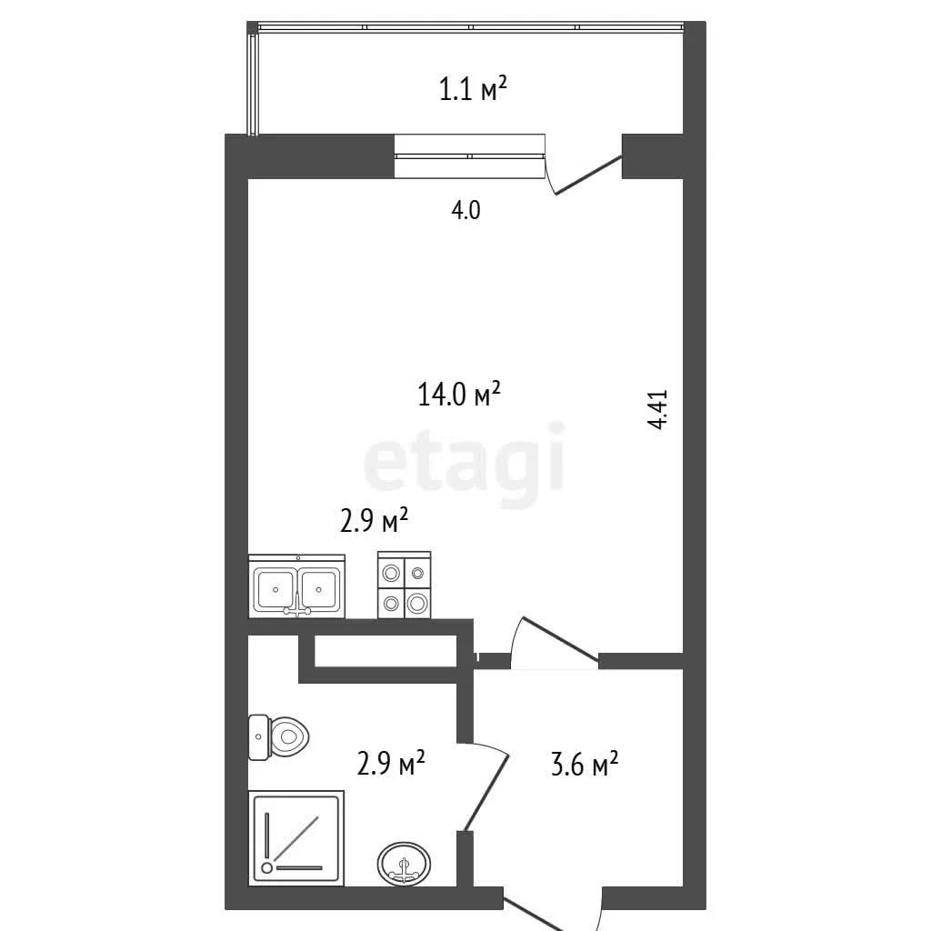Студия, 24.2м² (улица Лётчика Позднякова, 2к17) - миниатюра 14