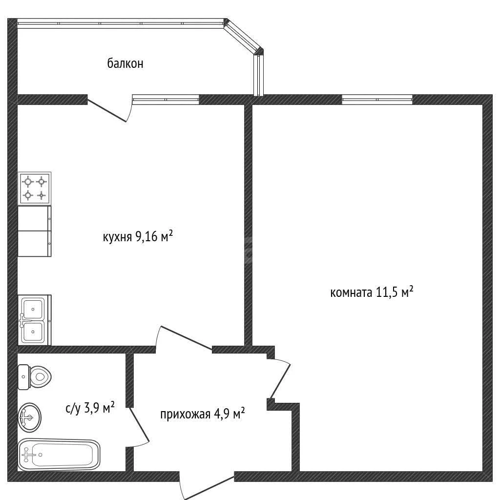 1-к квартира, 32.5м² (улица им. Героя Яцкова И.В., 17к1) - миниатюра 10