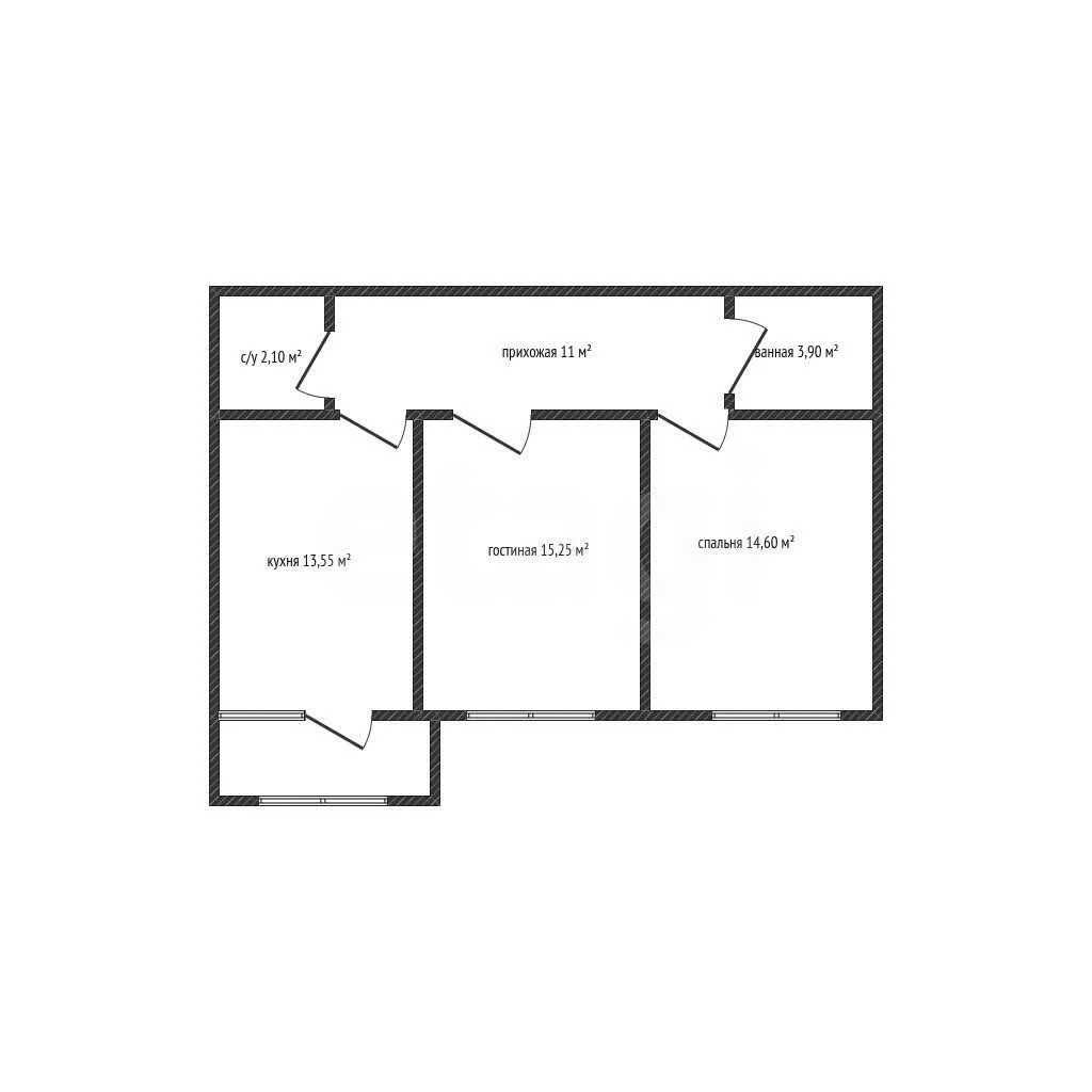 2-к квартира, 61.1м² (Тополиная улица, 40/1) - миниатюра 11