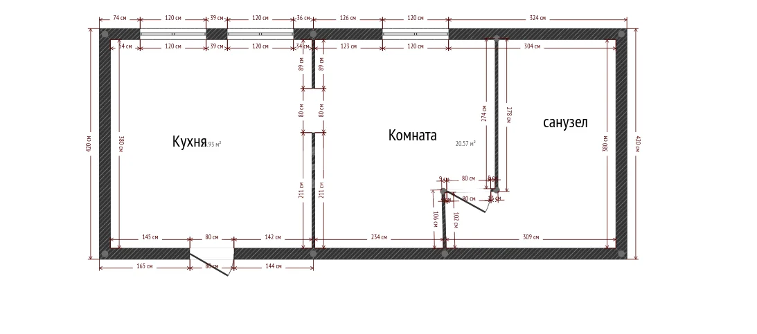 1-к квартира, 33.4м² (улица 1 Мая, 428) - миниатюра 13