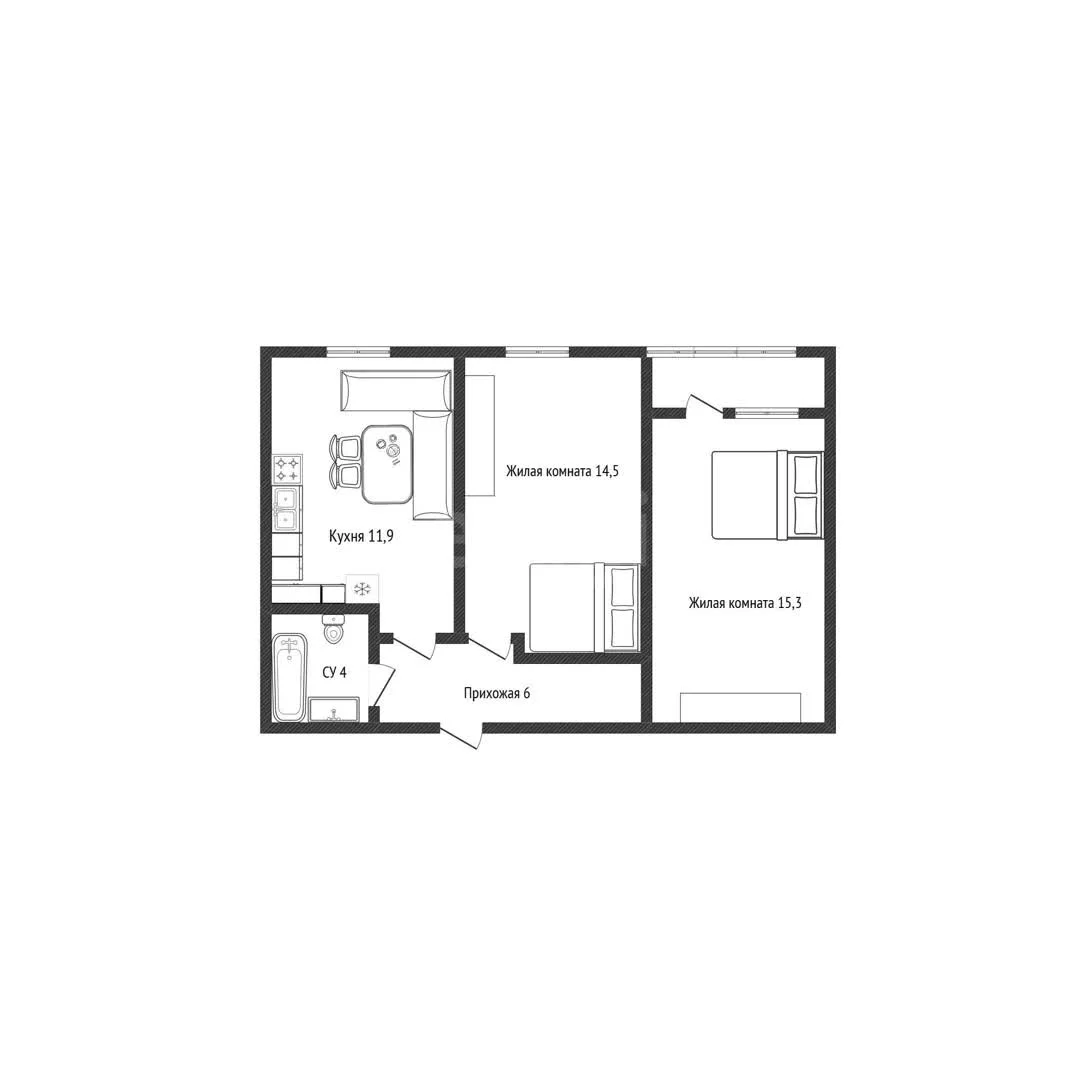 2-к квартира, 51.7м² (Войсковая улица, 22к5) - миниатюра 33