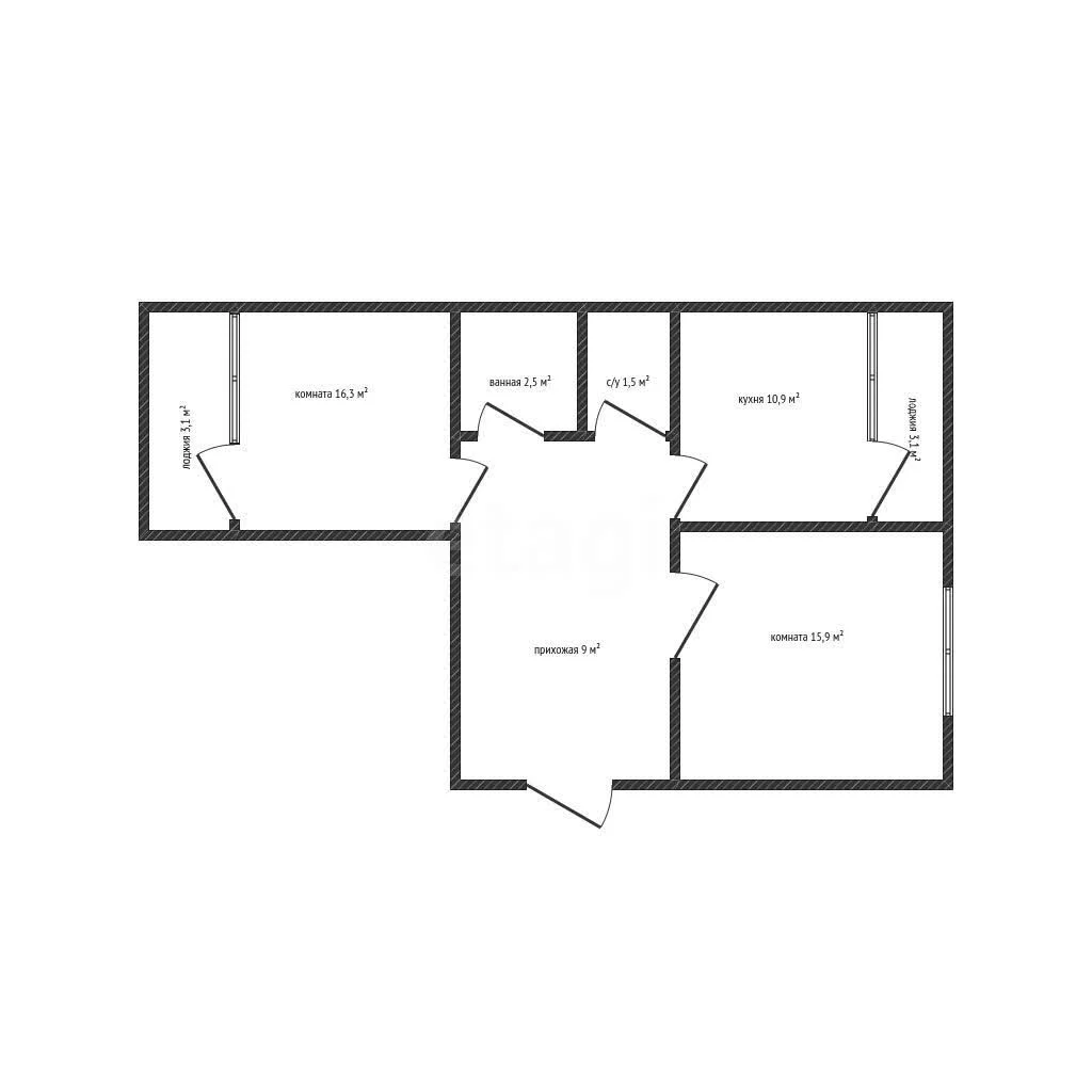 2-к квартира, 56.1м² (Московская улица, 118к2) - миниатюра 16
