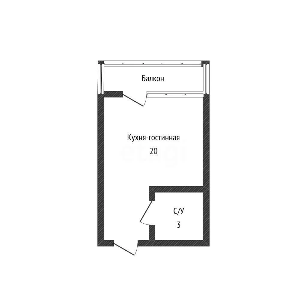 Студия, 24.1м² (улица Петра Метальникова, 7) - миниатюра 11