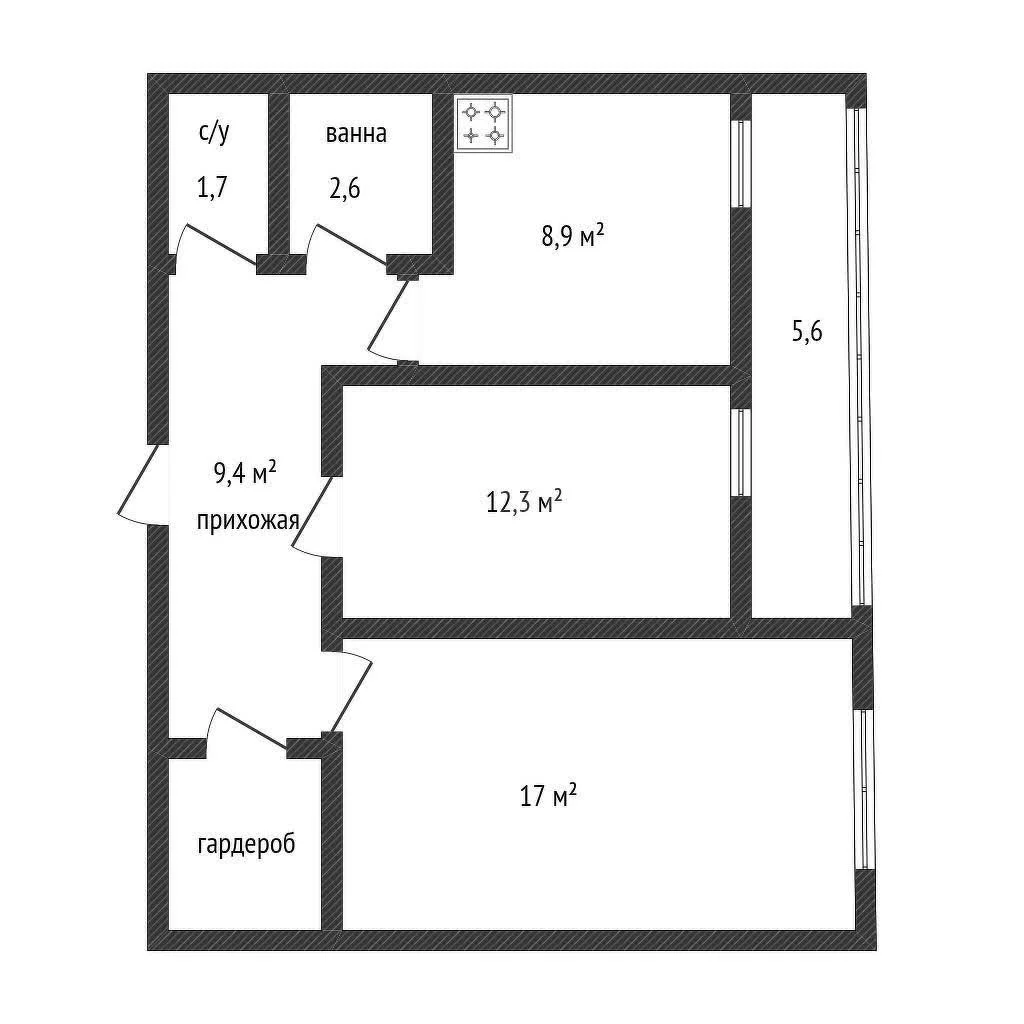 2-к квартира, 55м² (3-я Трудовая улица, 1/3) - изображение 1