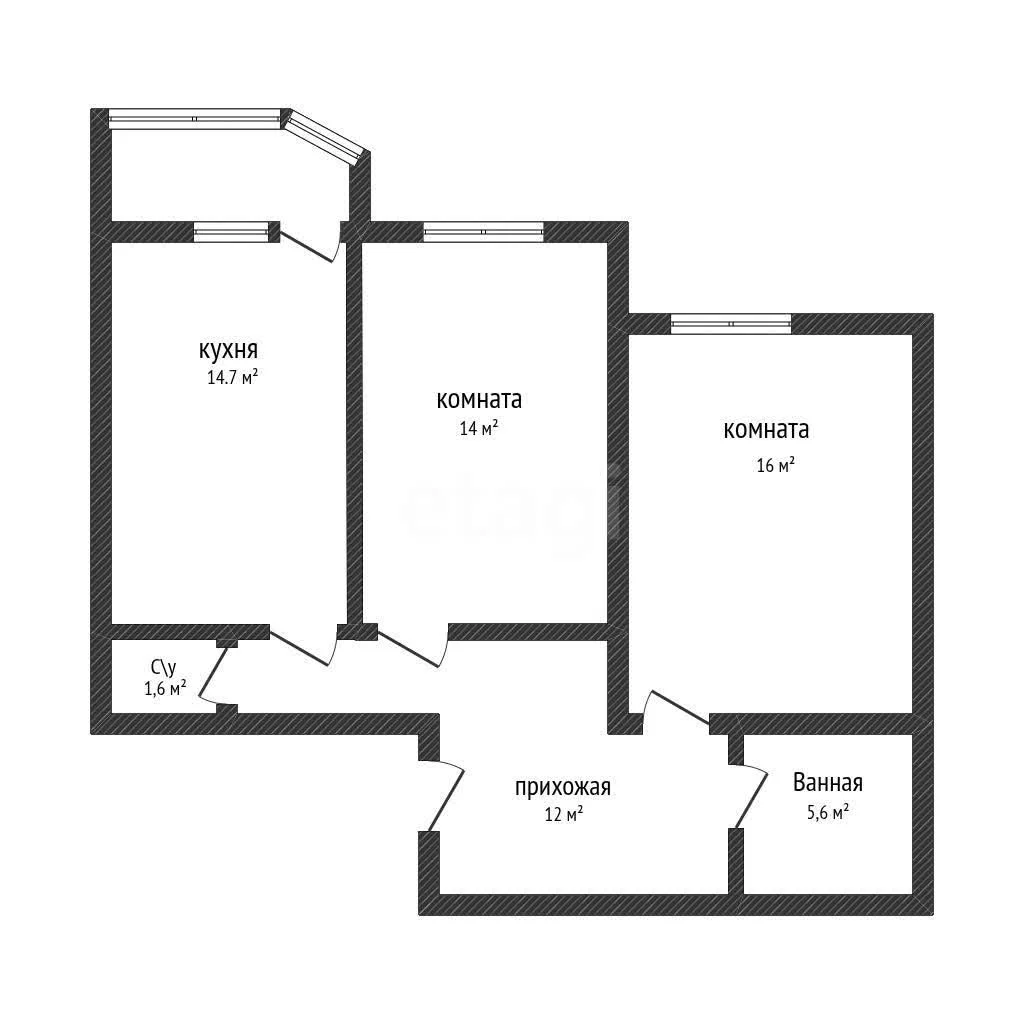 2-к квартира, 63.4м² (улица Генерал-лейтенанта Александра Сапрунова, 9к1) - миниатюра 10