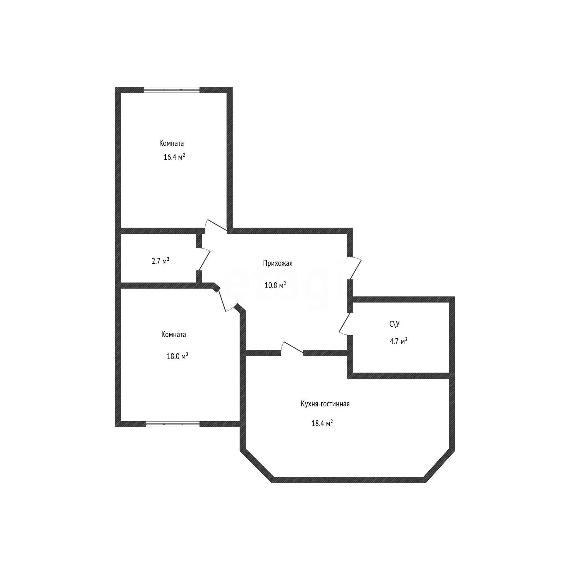 2-к квартира, 71м² (Космическая улица, 88/2к2) - миниатюра 37