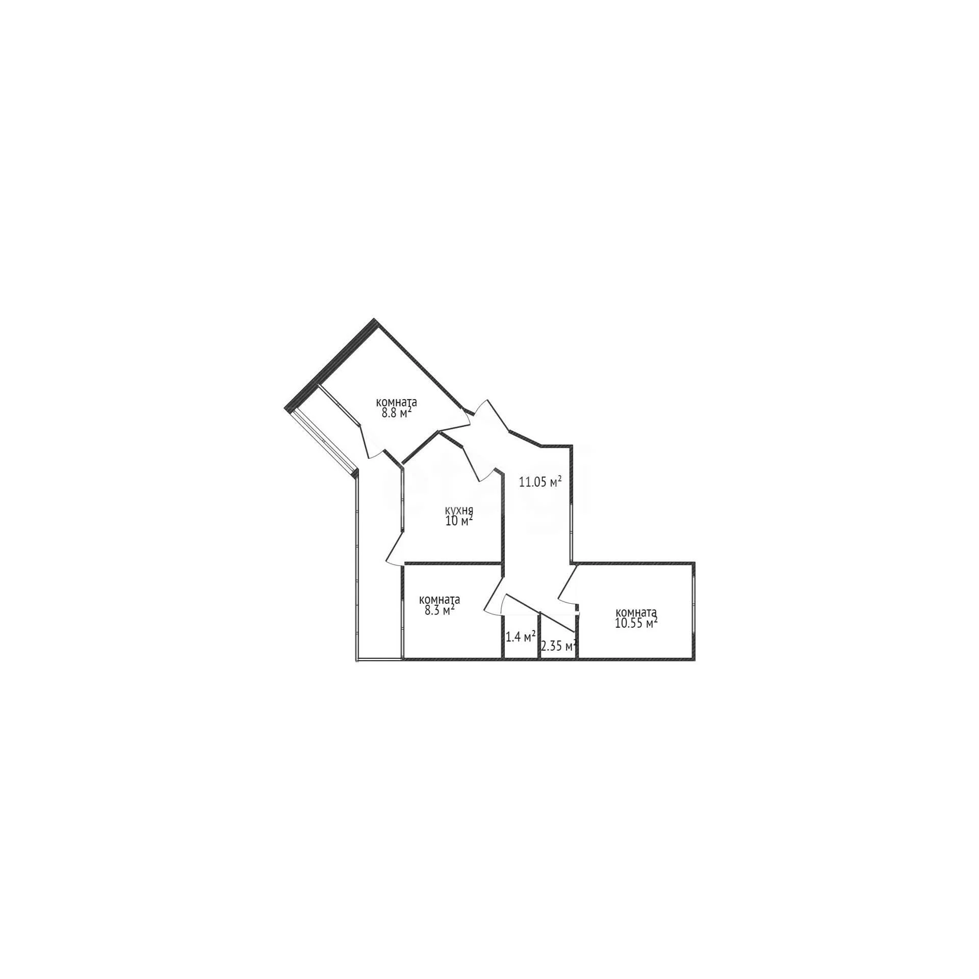 3-к квартира, 51.7м² (улица Лётчика Позднякова, 2к8) - миниатюра 11