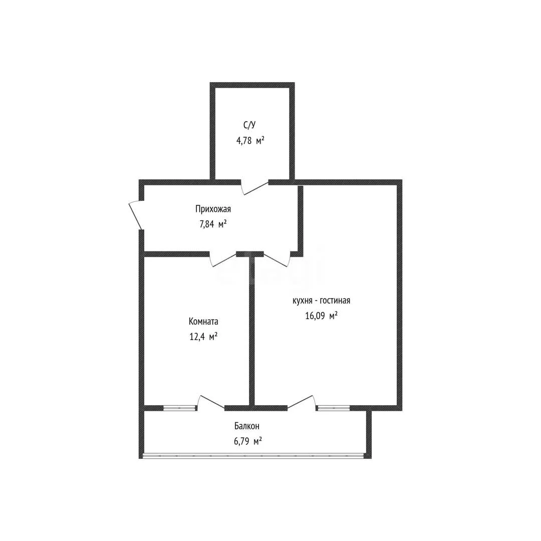 1-к квартира, 47.5м² (Бжегокайская улица, 25/1к9) - миниатюра 9