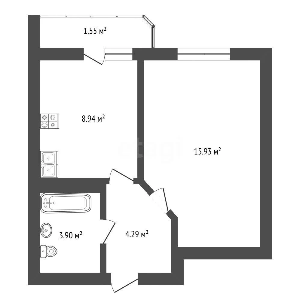1-к квартира, 32.9м² (улица Лётчика Позднякова, 2к10) - миниатюра 9
