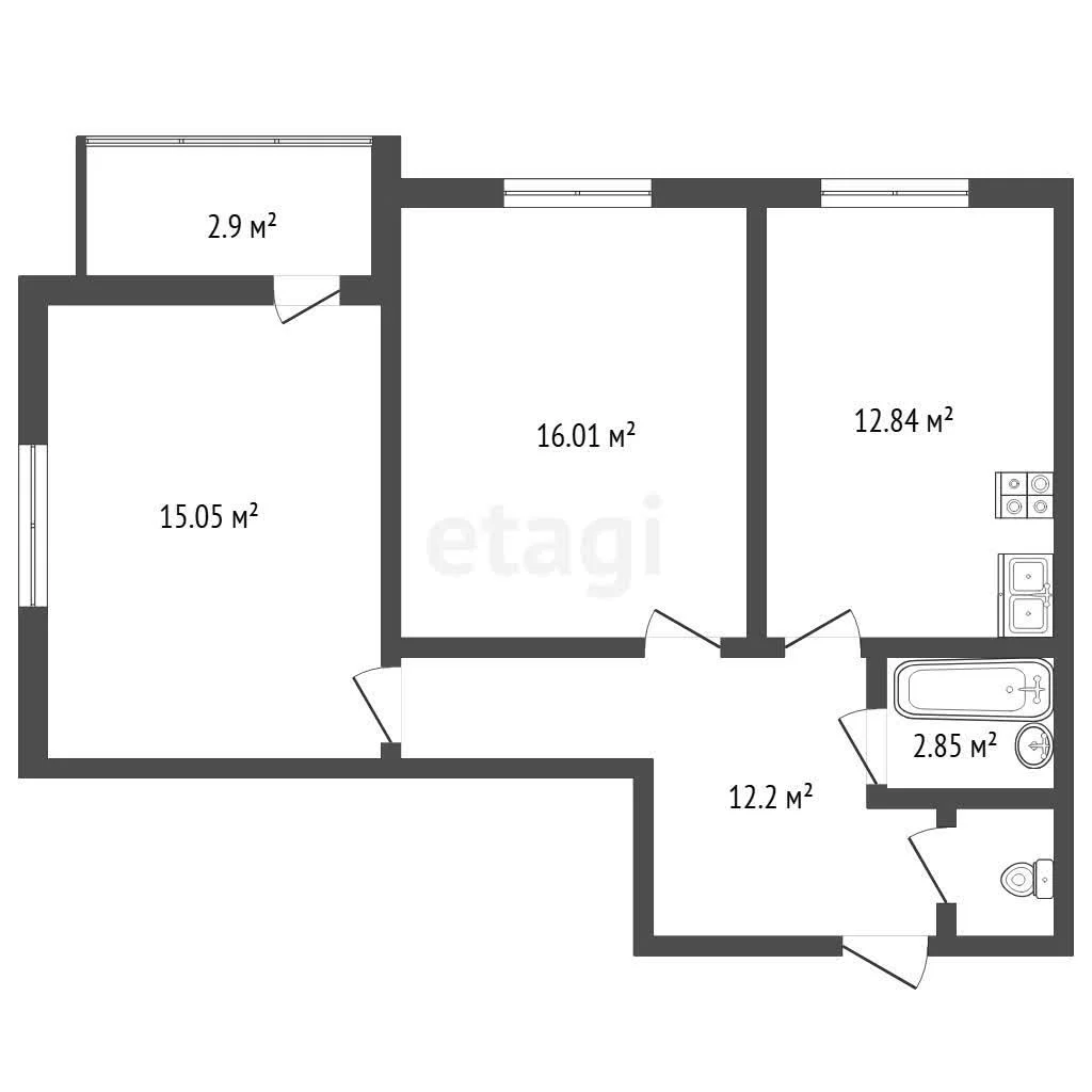 2-к квартира, 59.6м² (улица имени Ф.И. Шаляпина, 30/1к1) - миниатюра 22