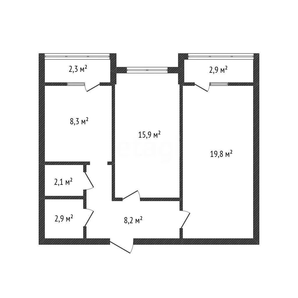 2-к квартира, 57.2м² (улица Евгении Жигуленко, 25к2) - миниатюра 19