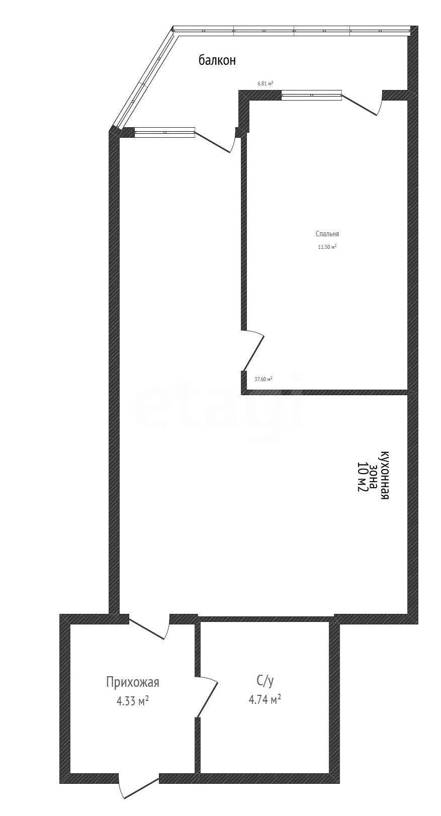 1-к квартира, 40.6м² (улица Адмирала Серебрякова, 3к2) - миниатюра 15