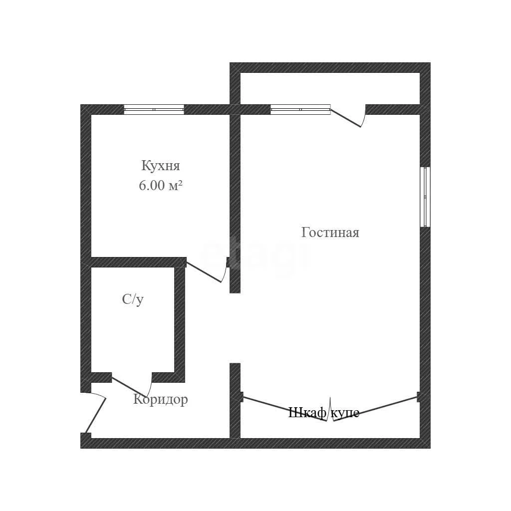 1-к квартира, 30.3м² (улица Селезнёва, 170) - миниатюра 14
