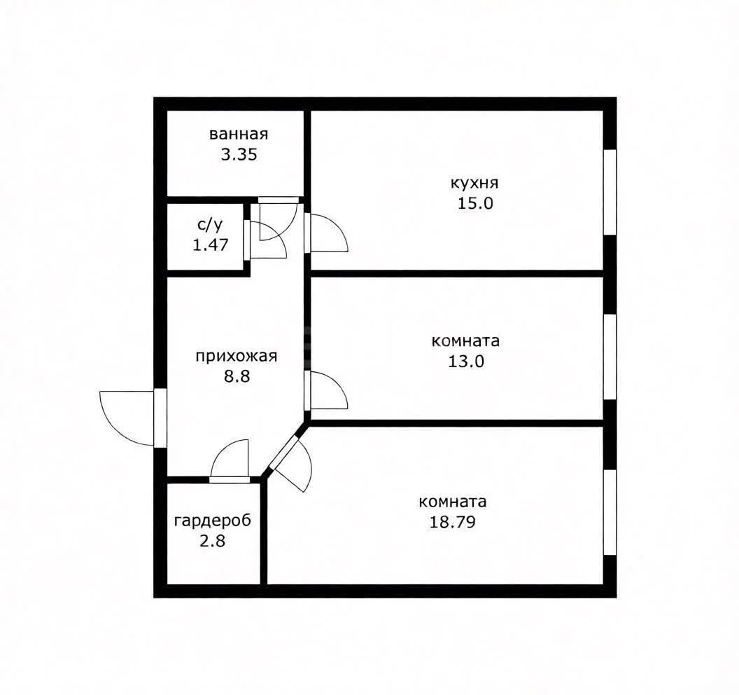 2-к квартира, 60.2м² (улица имени Симиренко, 43) - миниатюра 6