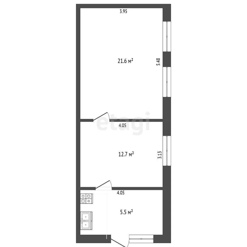 2-к квартира, 55м² (улица Мира, 6) - миниатюра 15