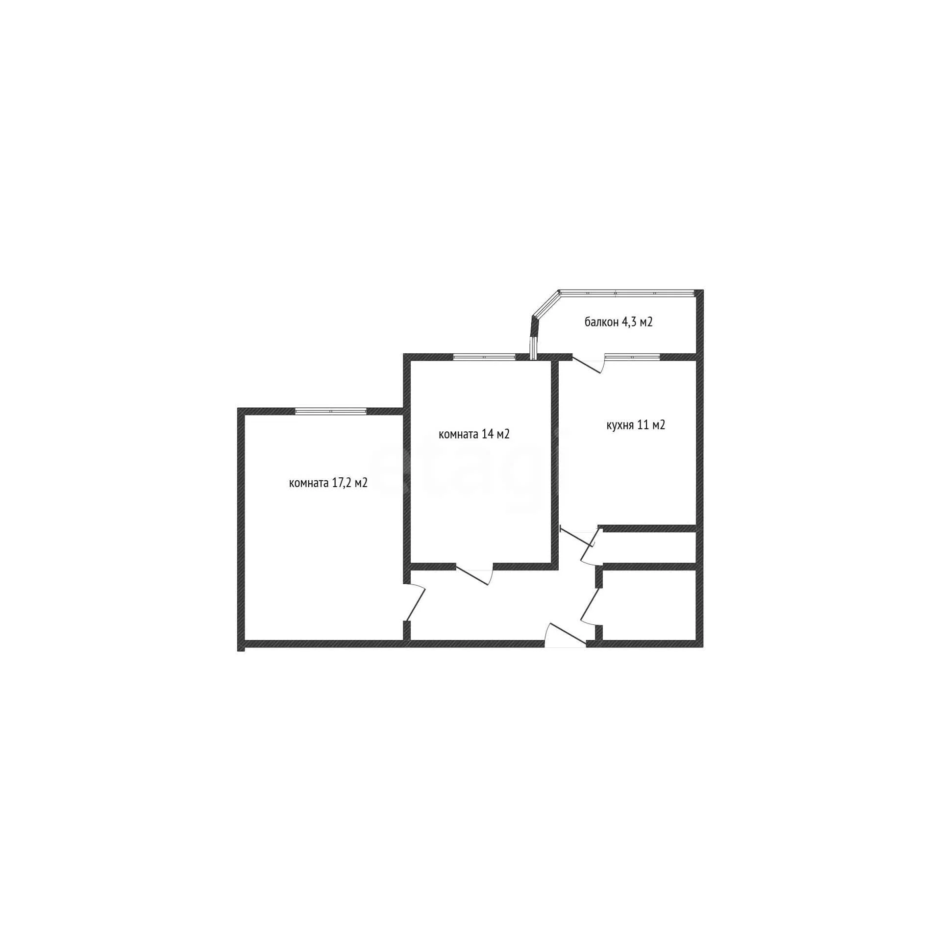 2-к квартира, 53.5м² (улица им. Байбакова Н.К., 2) - миниатюра 9