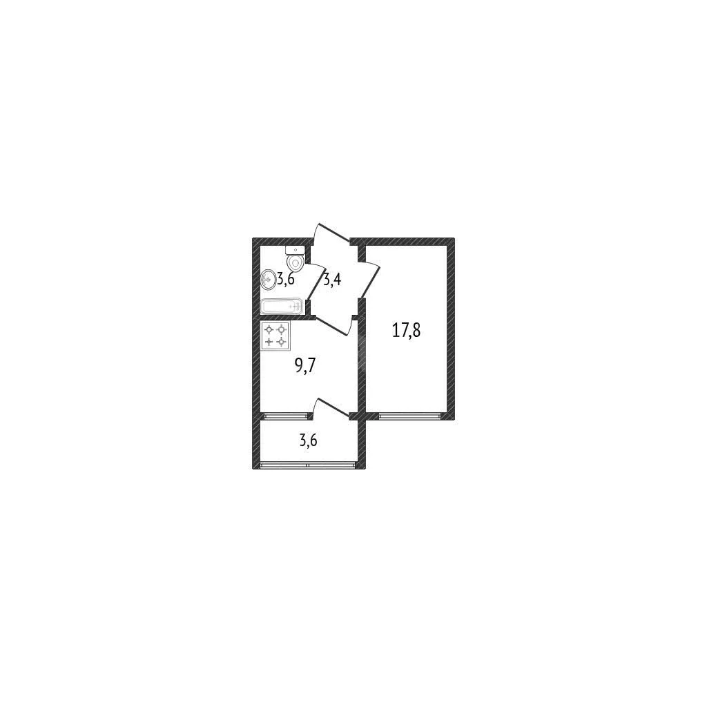 1-к квартира, 34.5м² (улица Героя Владислава Посадского, 24) - миниатюра 7