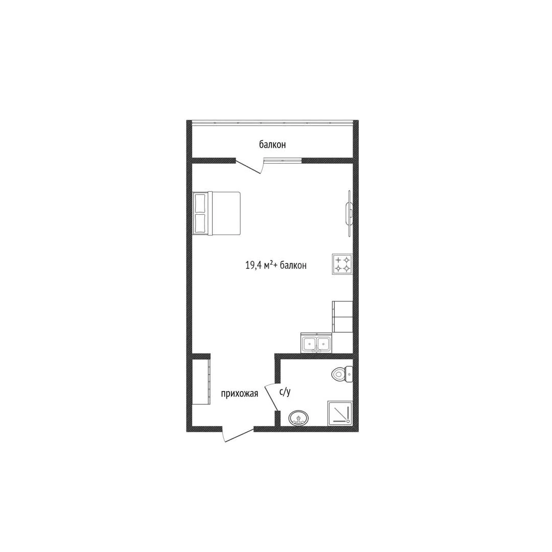 Студия, 19.4м² (Тепличная улица, 62/1к4) - миниатюра 12