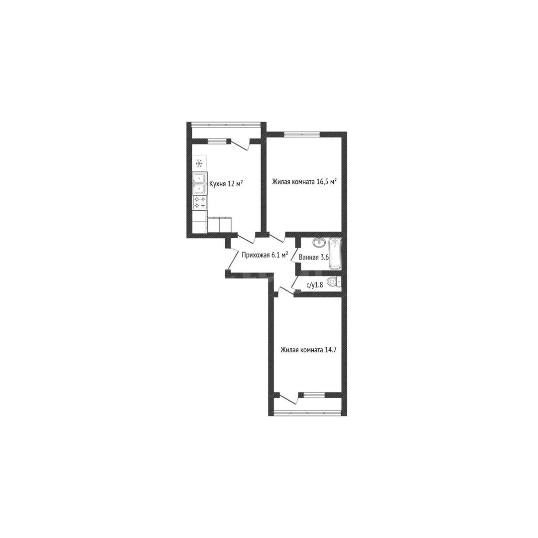 2-к квартира, 54.7м² (Российская улица, 257/7) - миниатюра 11