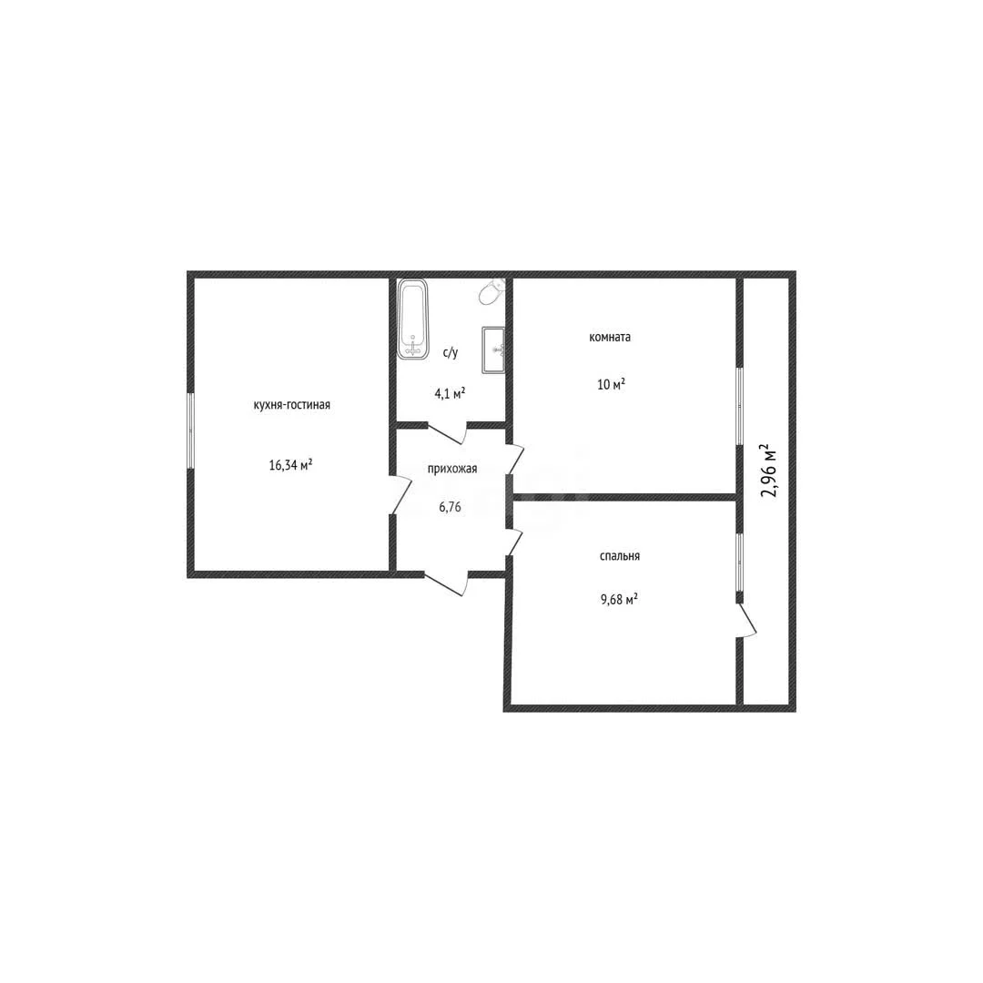 2-к квартира, 47.4м² (улица Лётчика Позднякова, 2к8) - миниатюра 19