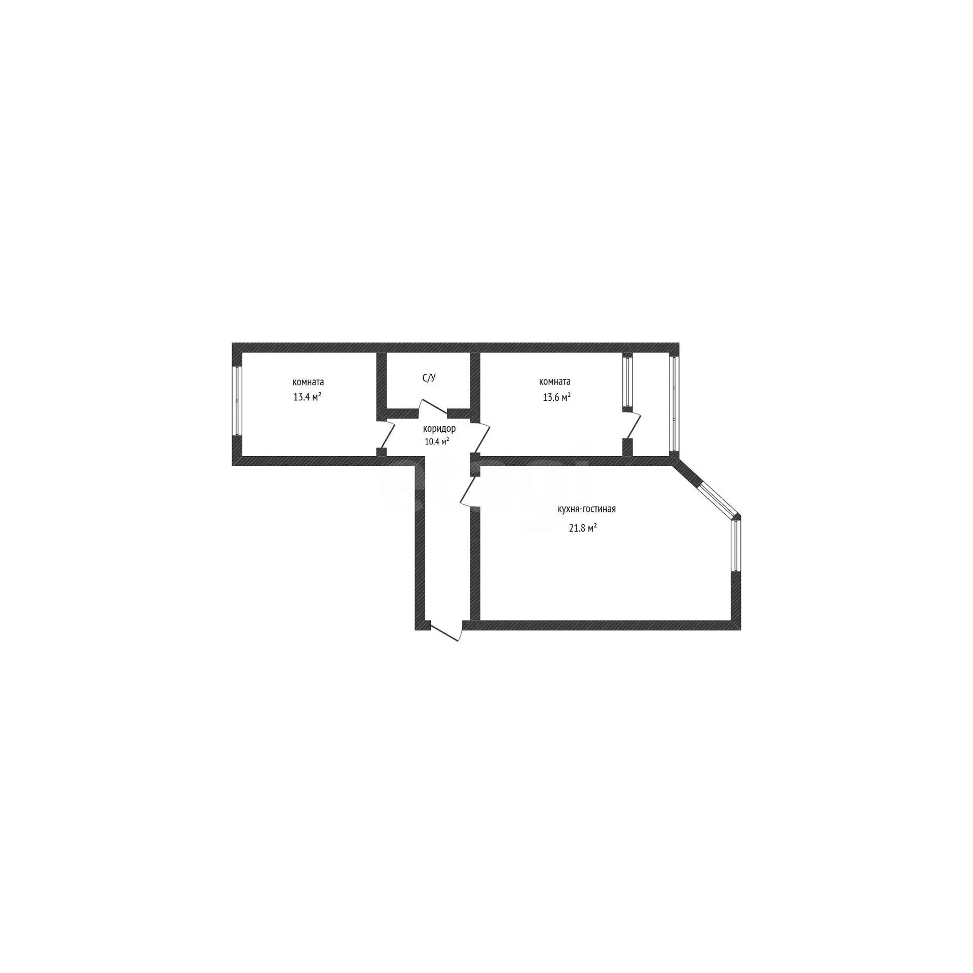 3-к квартира, 65.2м² (Тополиная улица, 48) - миниатюра 24