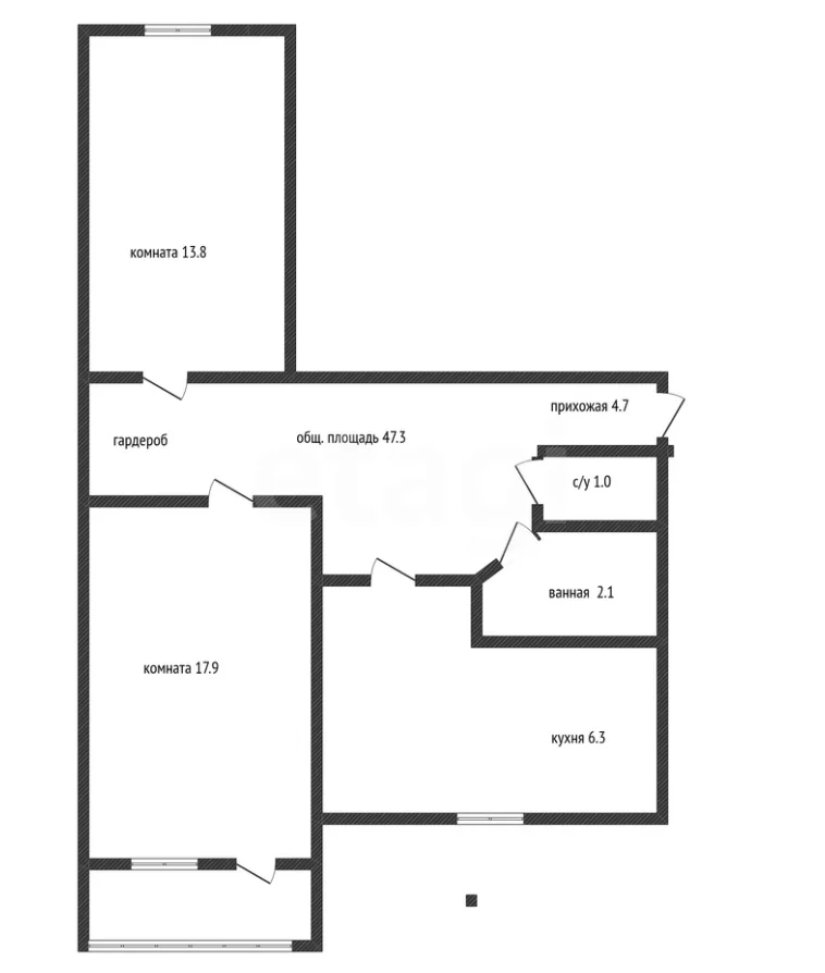 2-к квартира, 47.3м² (улица Трудовой Славы, 18) - миниатюра 15