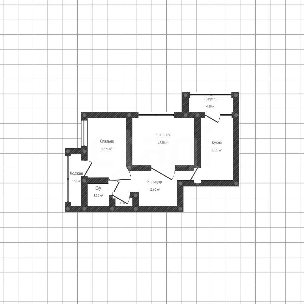 2-к квартира, 59.5м² (улица Героя Хабибуллина, 4) - миниатюра 8