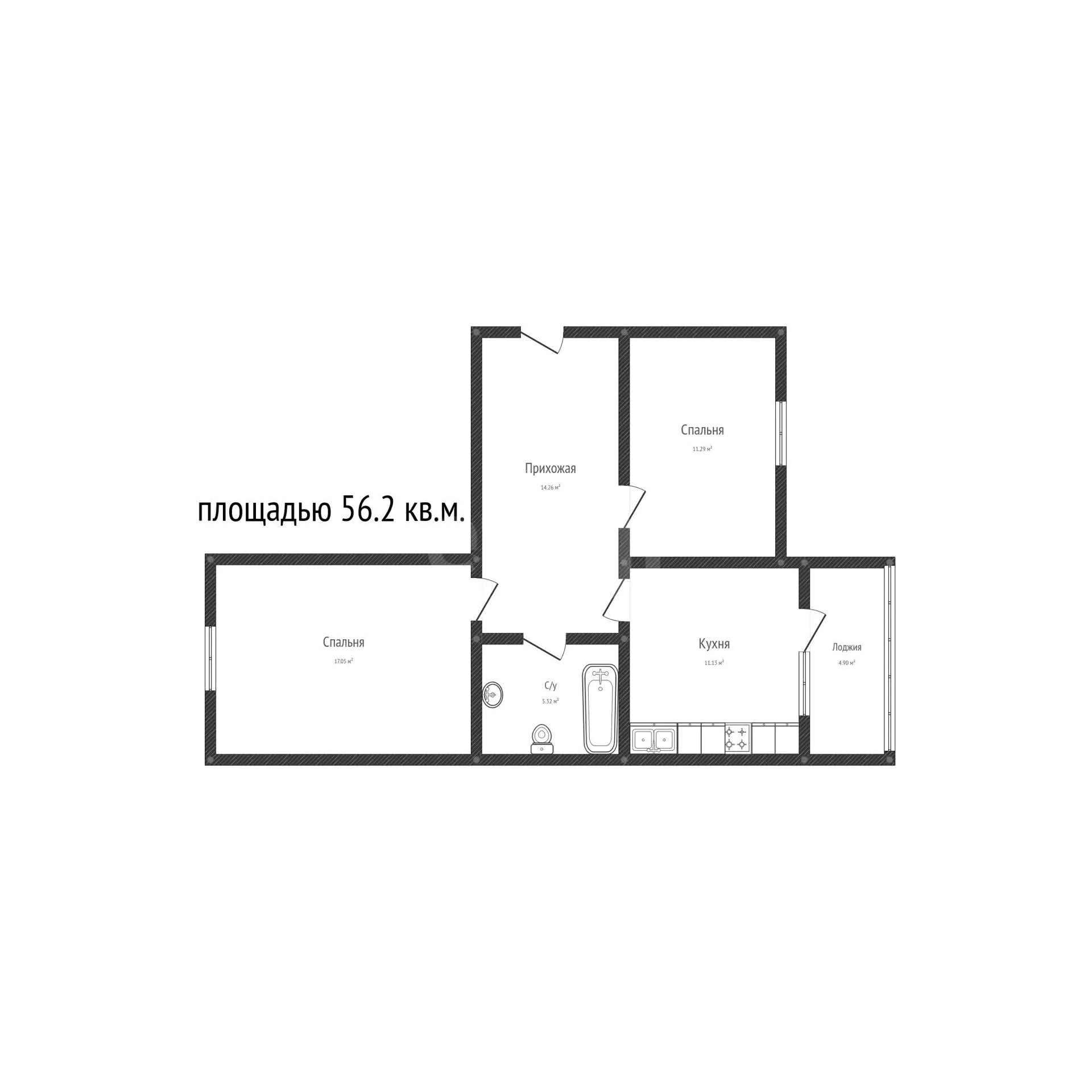 2-к квартира, 56.2м² (Арбатская улица, 36литб) - миниатюра 29