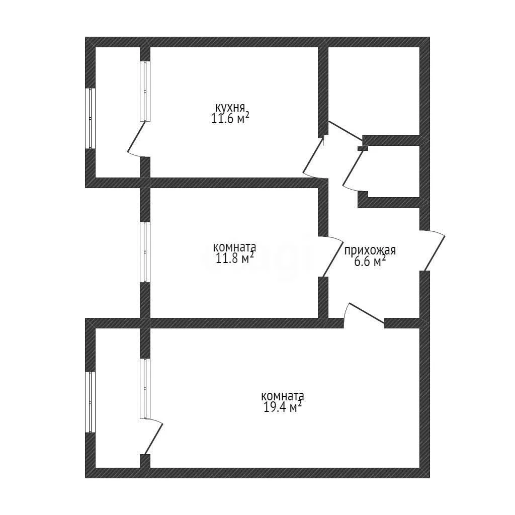 2-к квартира, 55.4м² (Вологодская улица, 20) - миниатюра 12