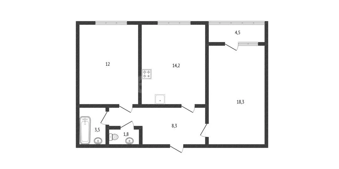 2-к квартира, 58.1м² (улица Шумана, 3) - миниатюра 14