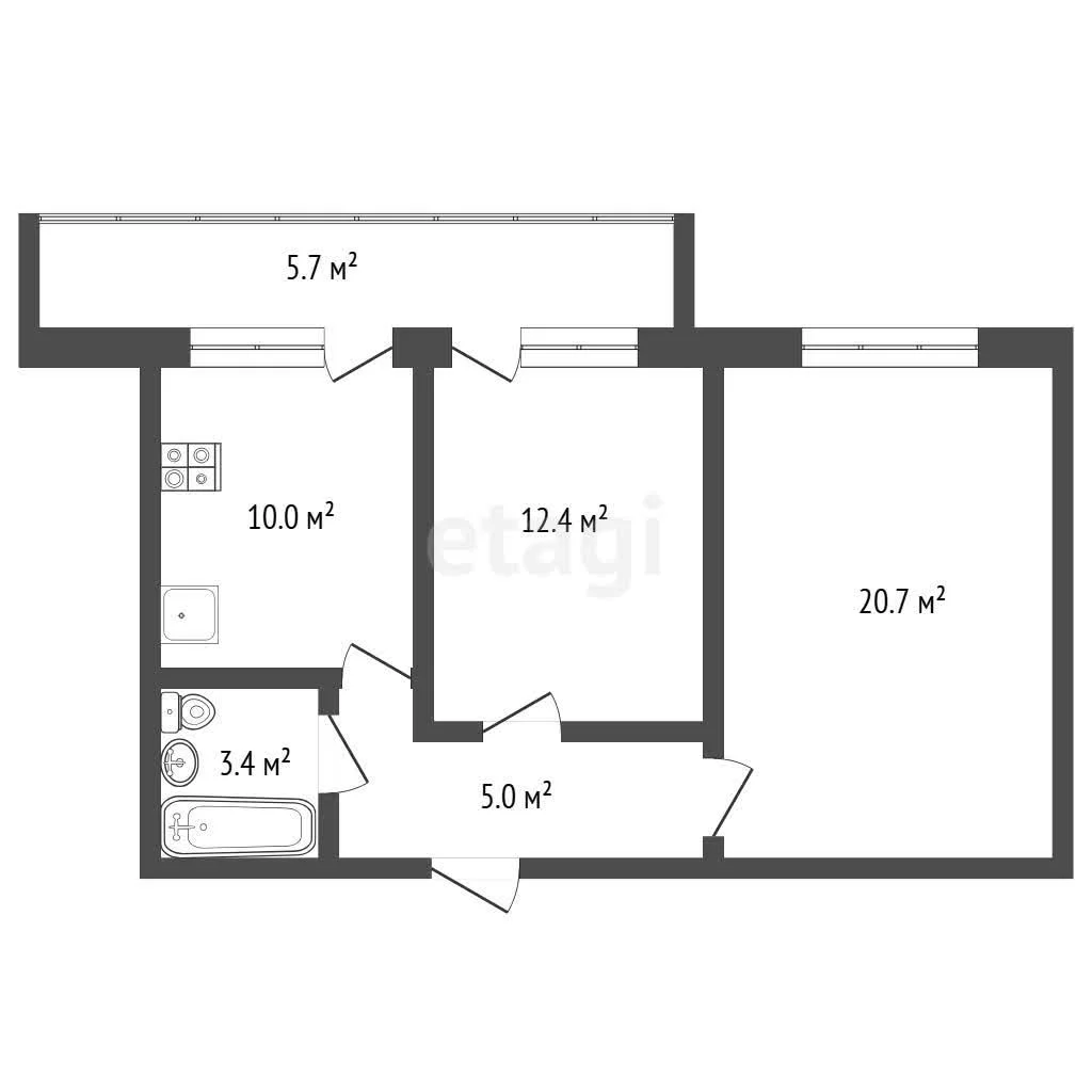 2-к квартира, 54.3м² (улица имени С.В. Рахманинова, 36) - миниатюра 15