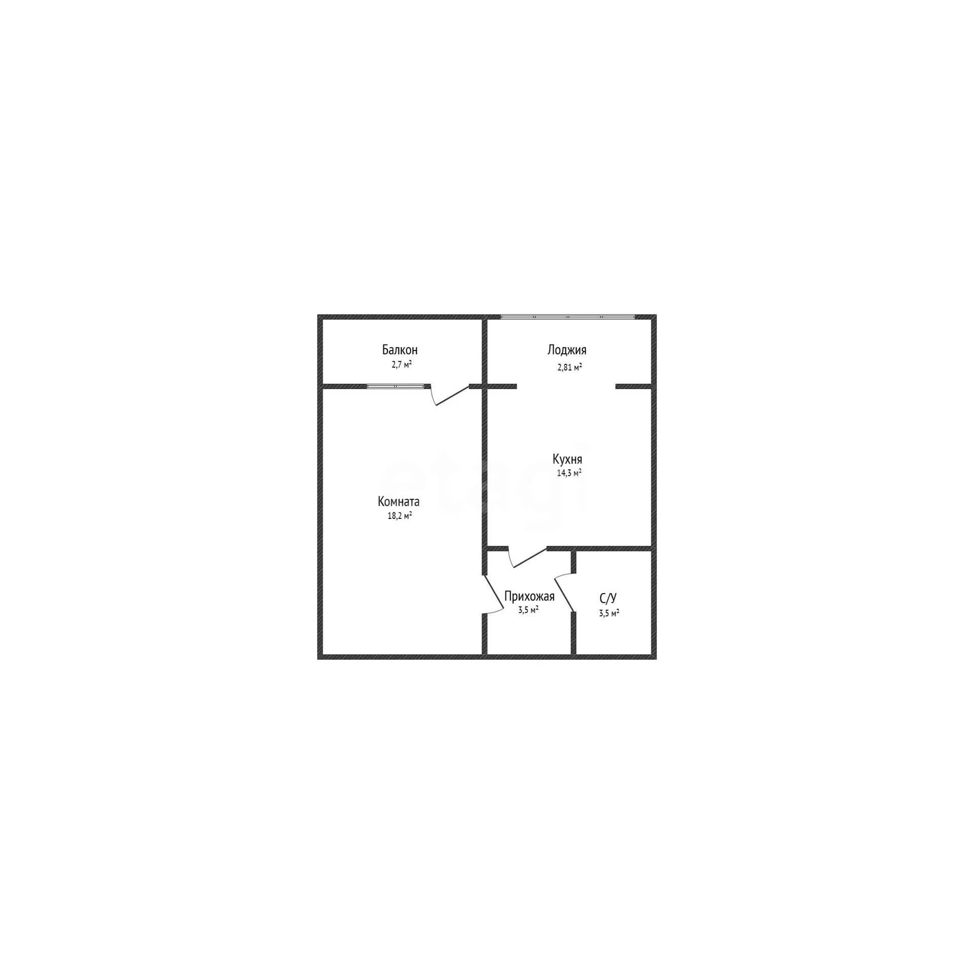1-к квартира, 42м² (улица имени Сергея Есенина, 98) - миниатюра 12