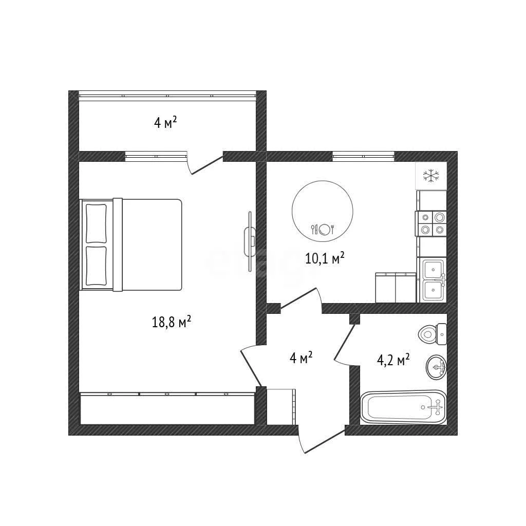 1-к квартира, 37.4м² (улица Героя А.А. Аверкиева, 22) - миниатюра 10