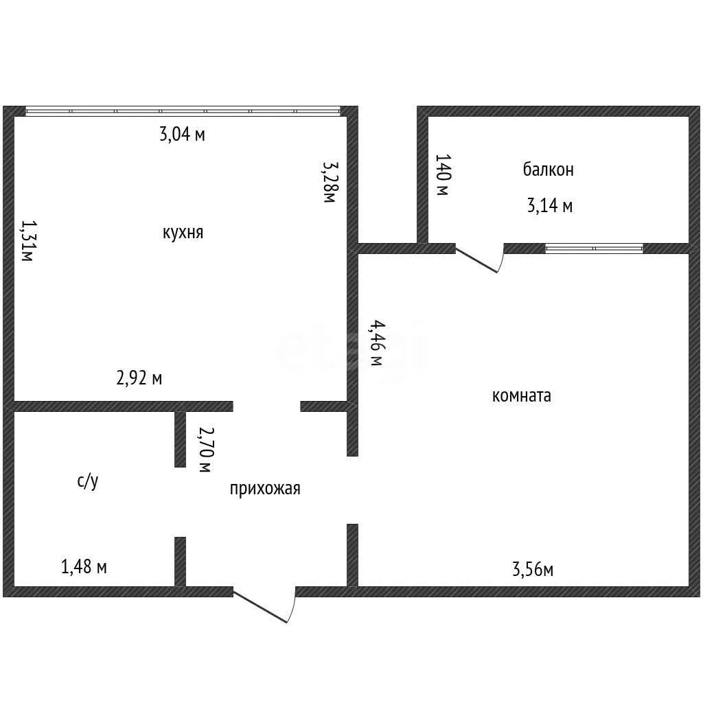 1-к квартира, 33.4м² (улица Куликова Поля, 23) - миниатюра 13