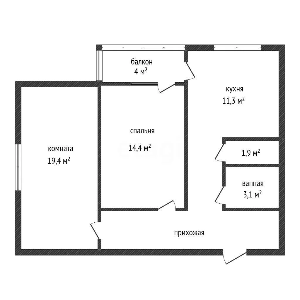 2-к квартира, 61.2м² (улица Героя Хабибуллина, 4) - миниатюра 28