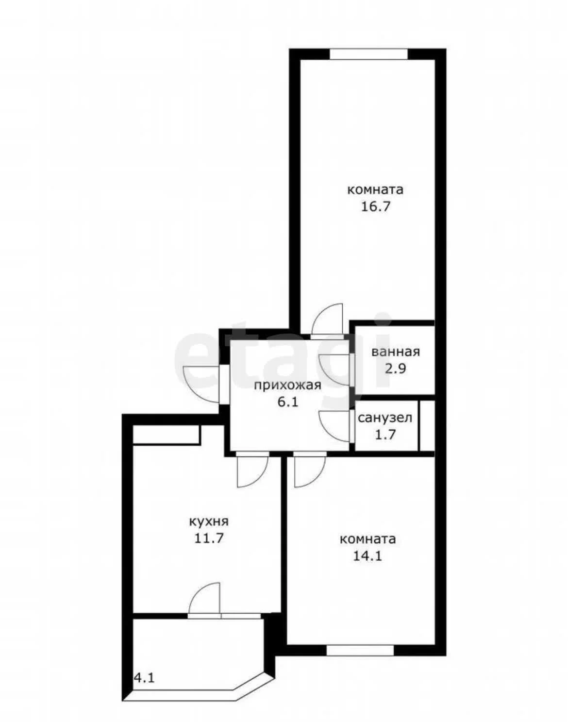 2-к квартира, 53.2м² (Конгрессная улица, 29) - миниатюра 17