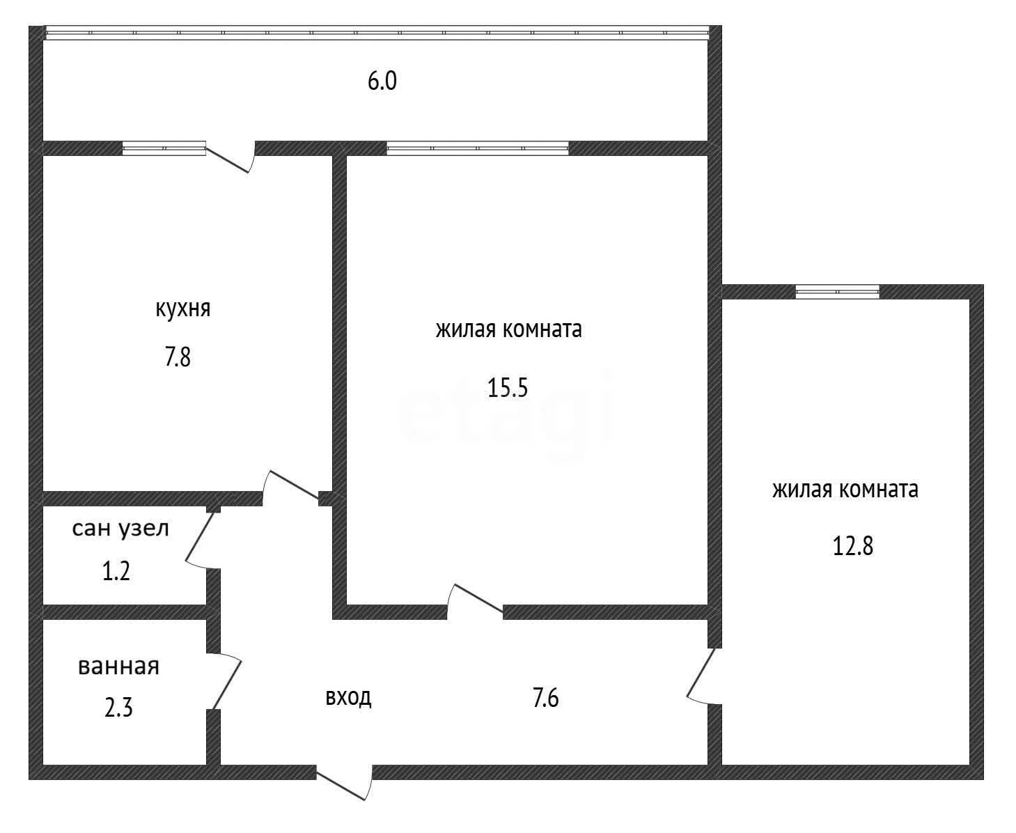 2-к квартира, 47.5м² (Алма-Атинская улица, 148) - миниатюра 11