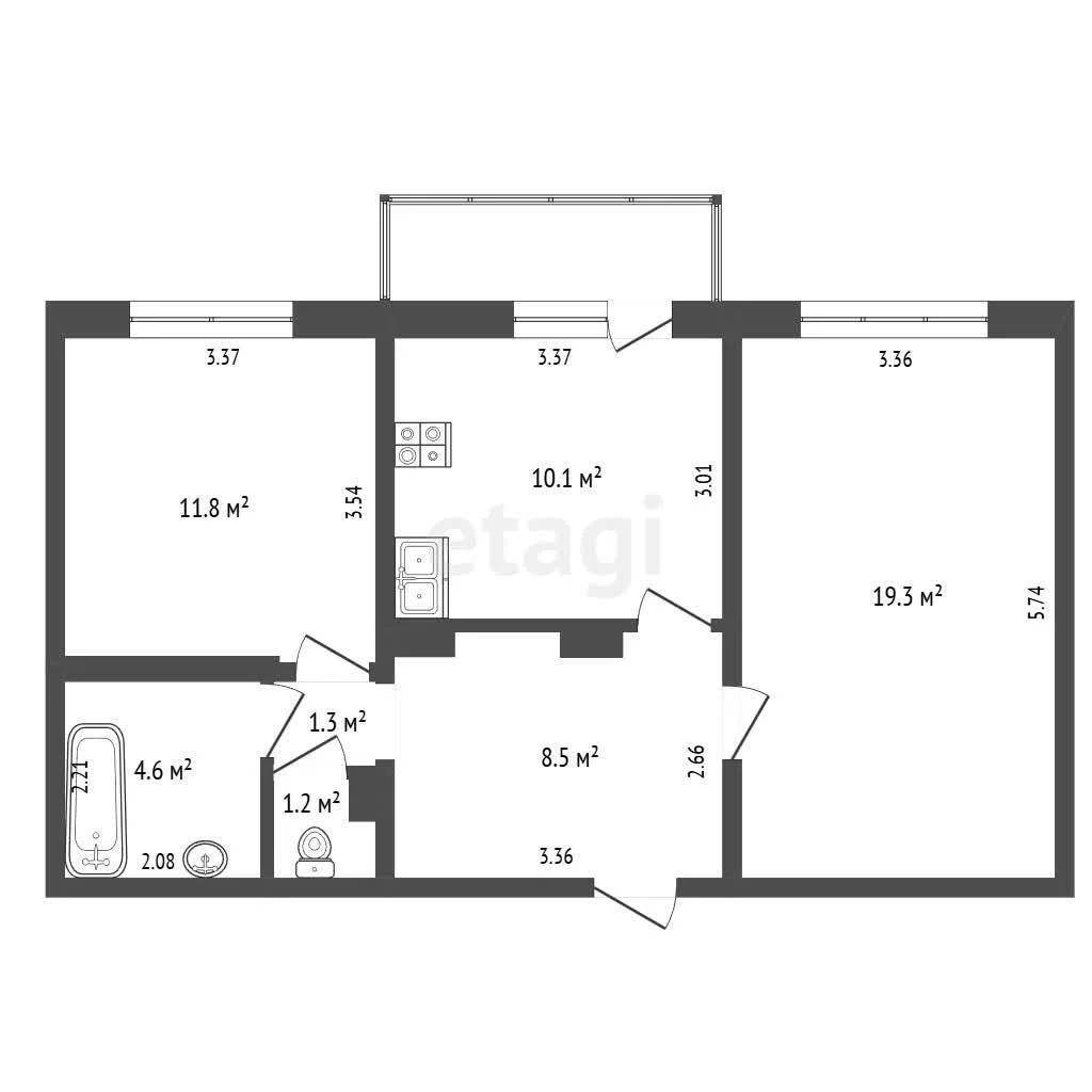 2-к квартира, 56.8м² (проезд Репина, 42) - миниатюра 17